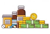 Clipart of medicine bottles and cash