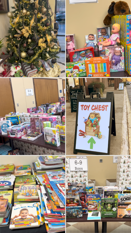 Collage of photos from the toy chest