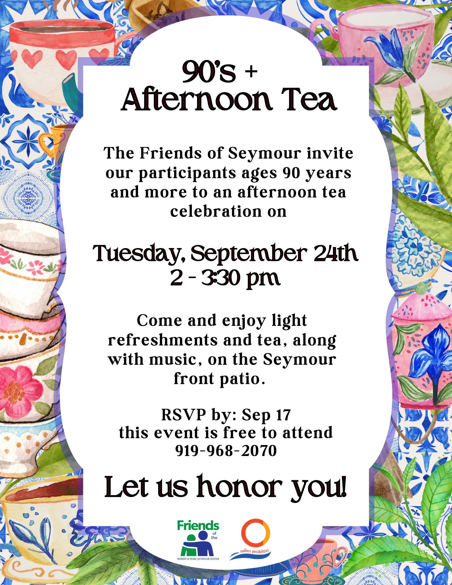 90s plus Afternoon Tea flyer