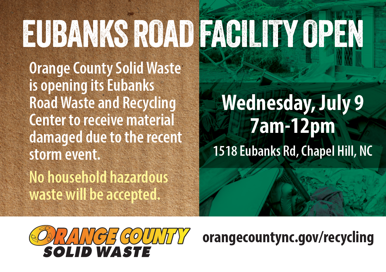 Eubanks Road Facility Open July 9