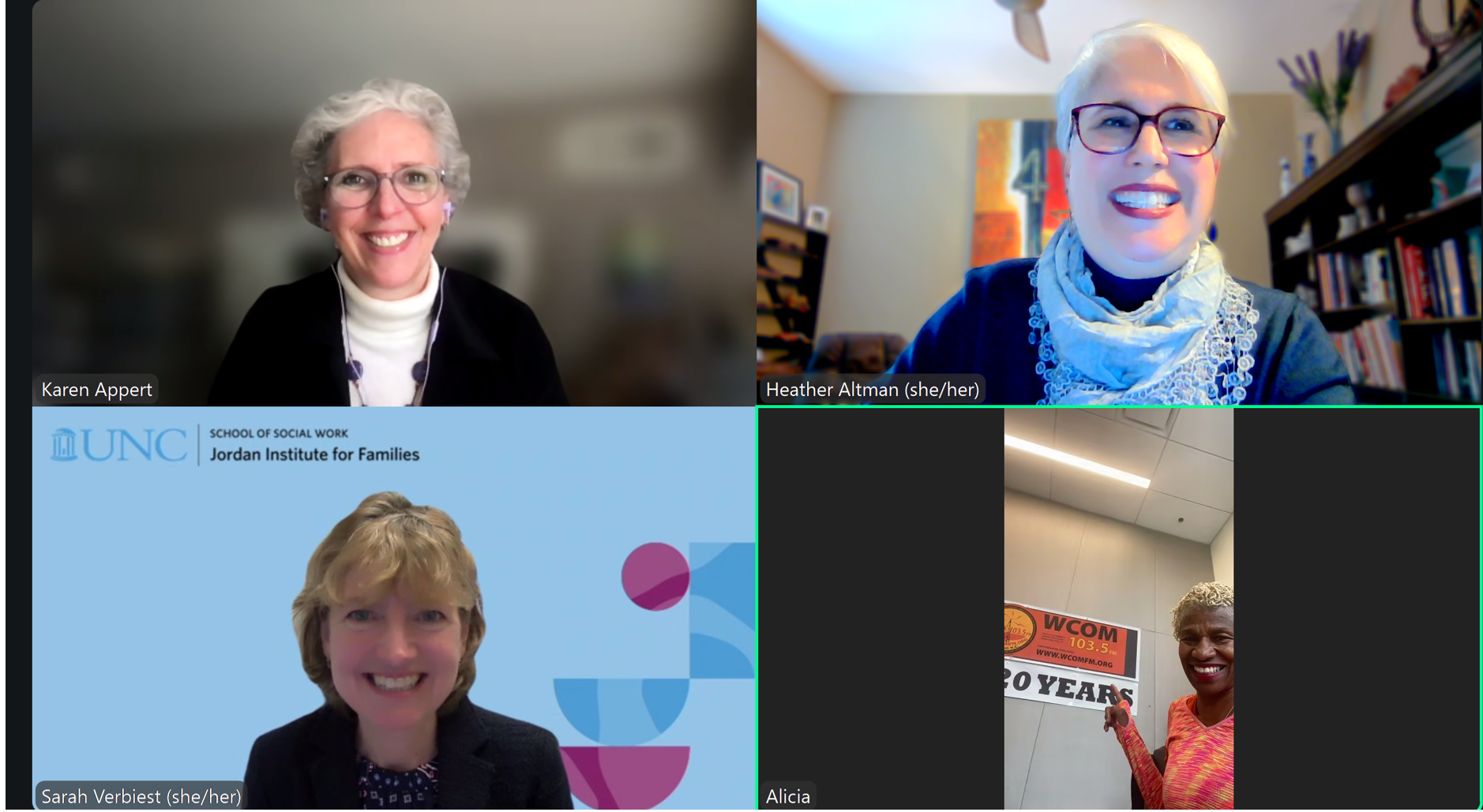 Aging Well Together host and guest(s) on a Zoom call