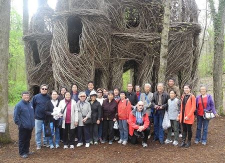 Chinese Seniors by Stick Sculpture