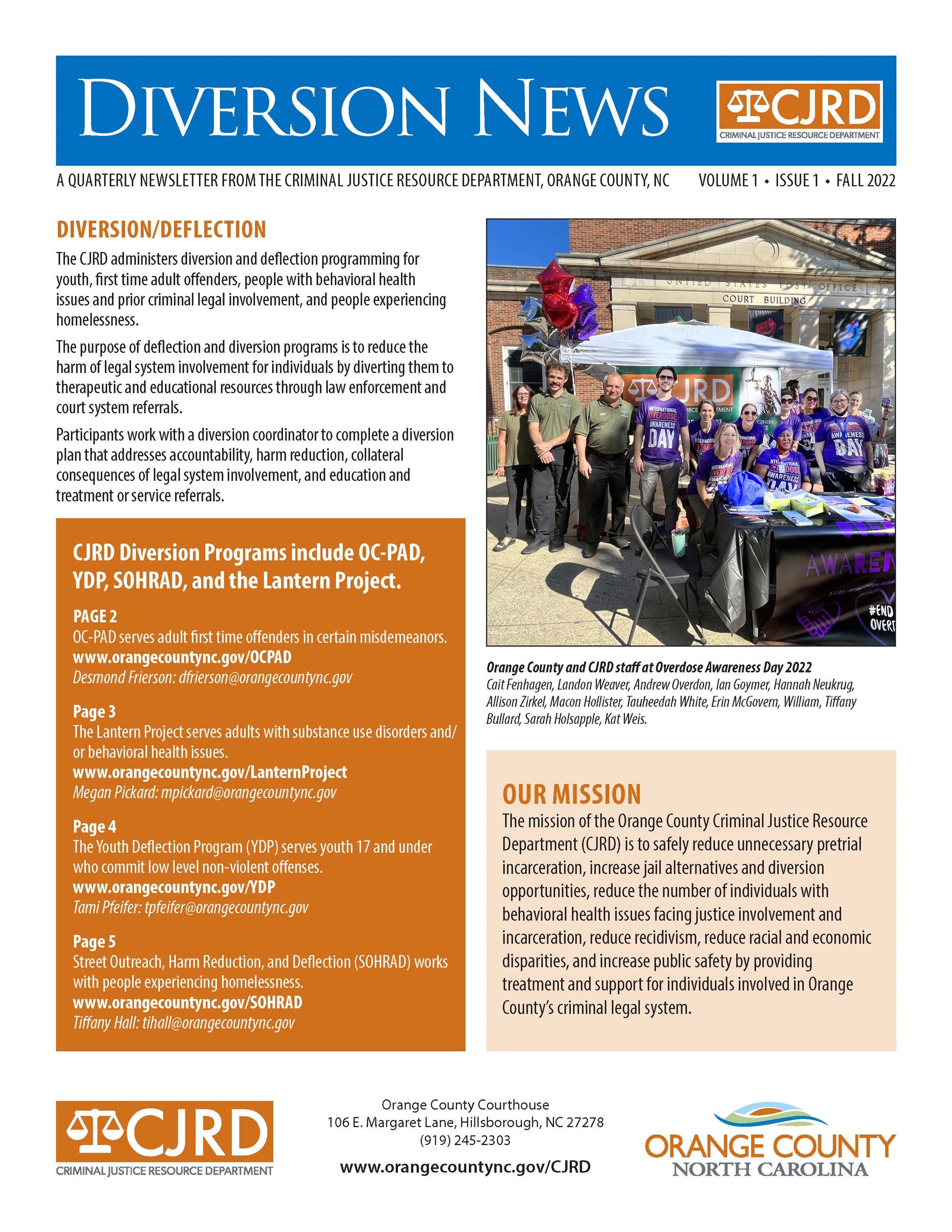 CJRD Diversion Newsletter Image - click to open pdf version of newsletter Opens in new window