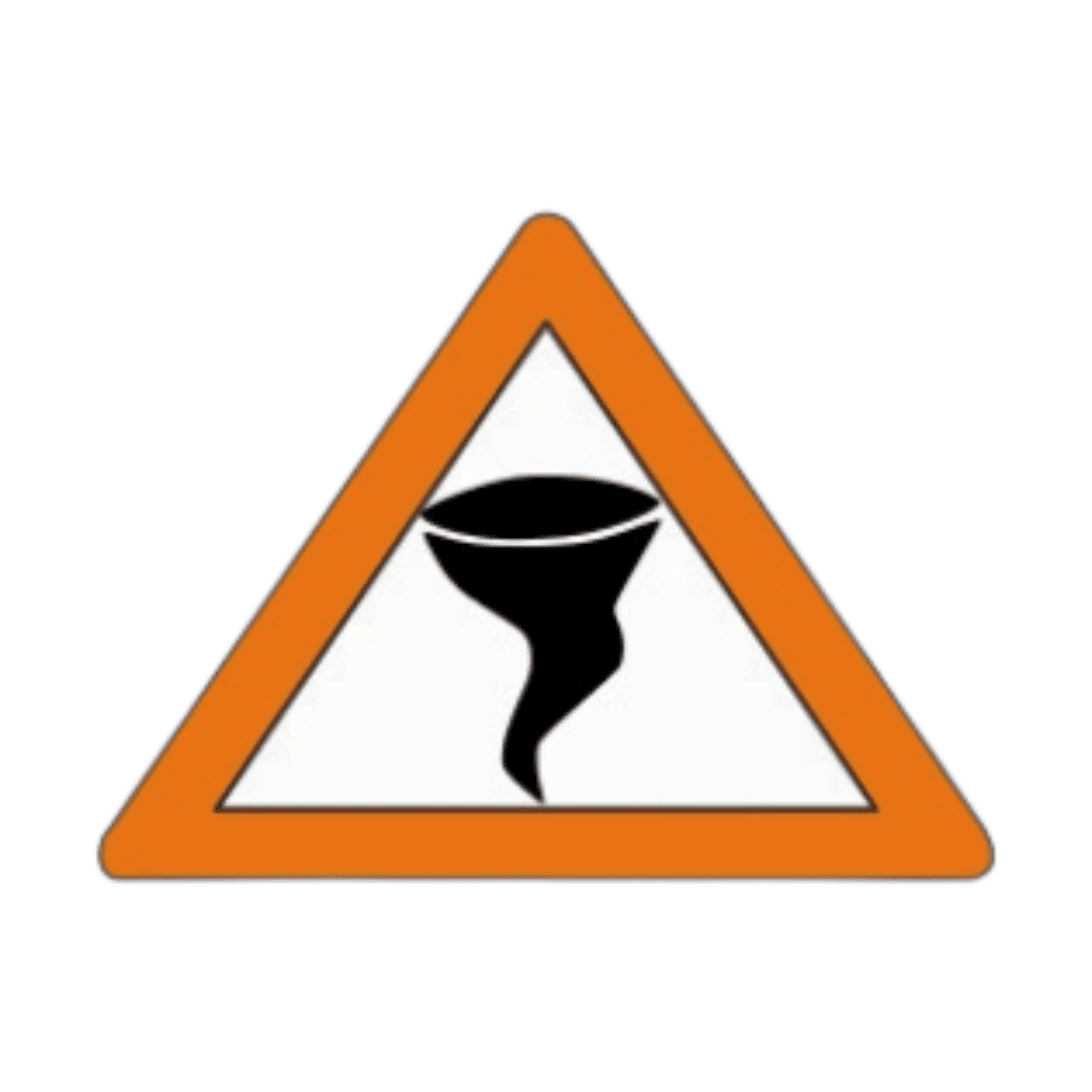Yellow Triangle With Tornado In Center