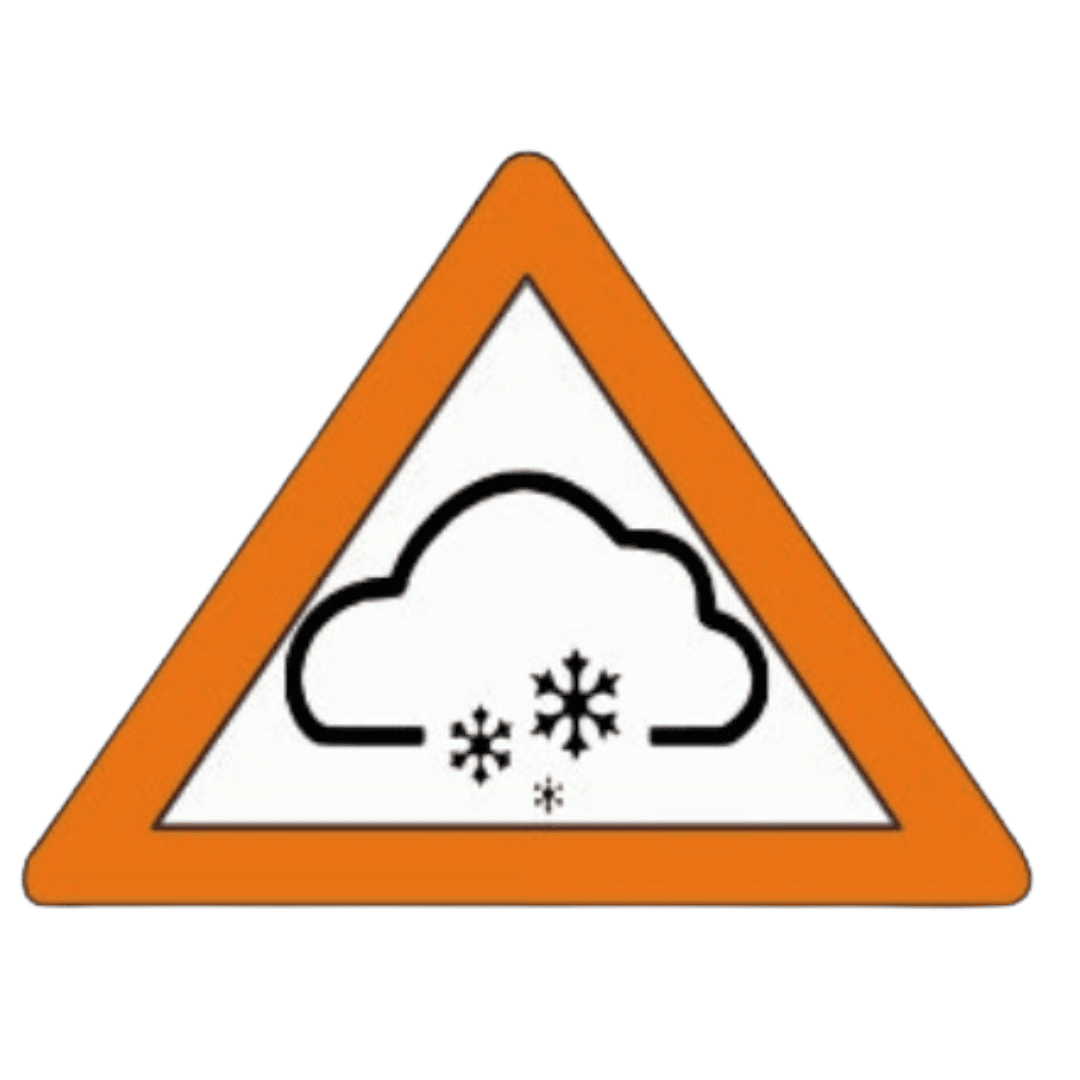 Orange Triangle with Snow Cloud