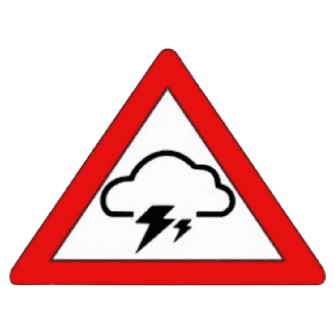 Red Triangle with Storm in Center