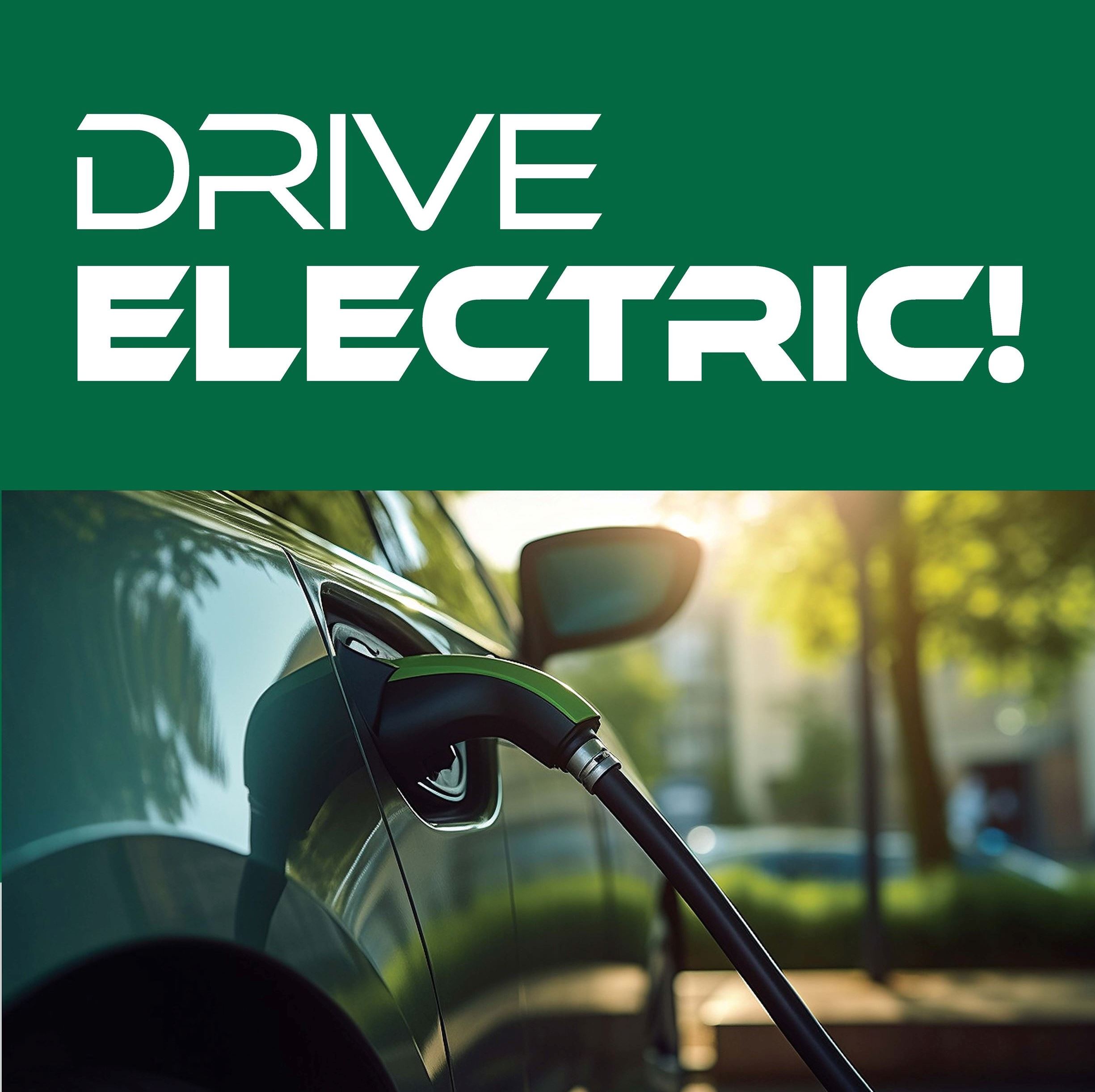 Drive Electric graphic with an electric vehicle