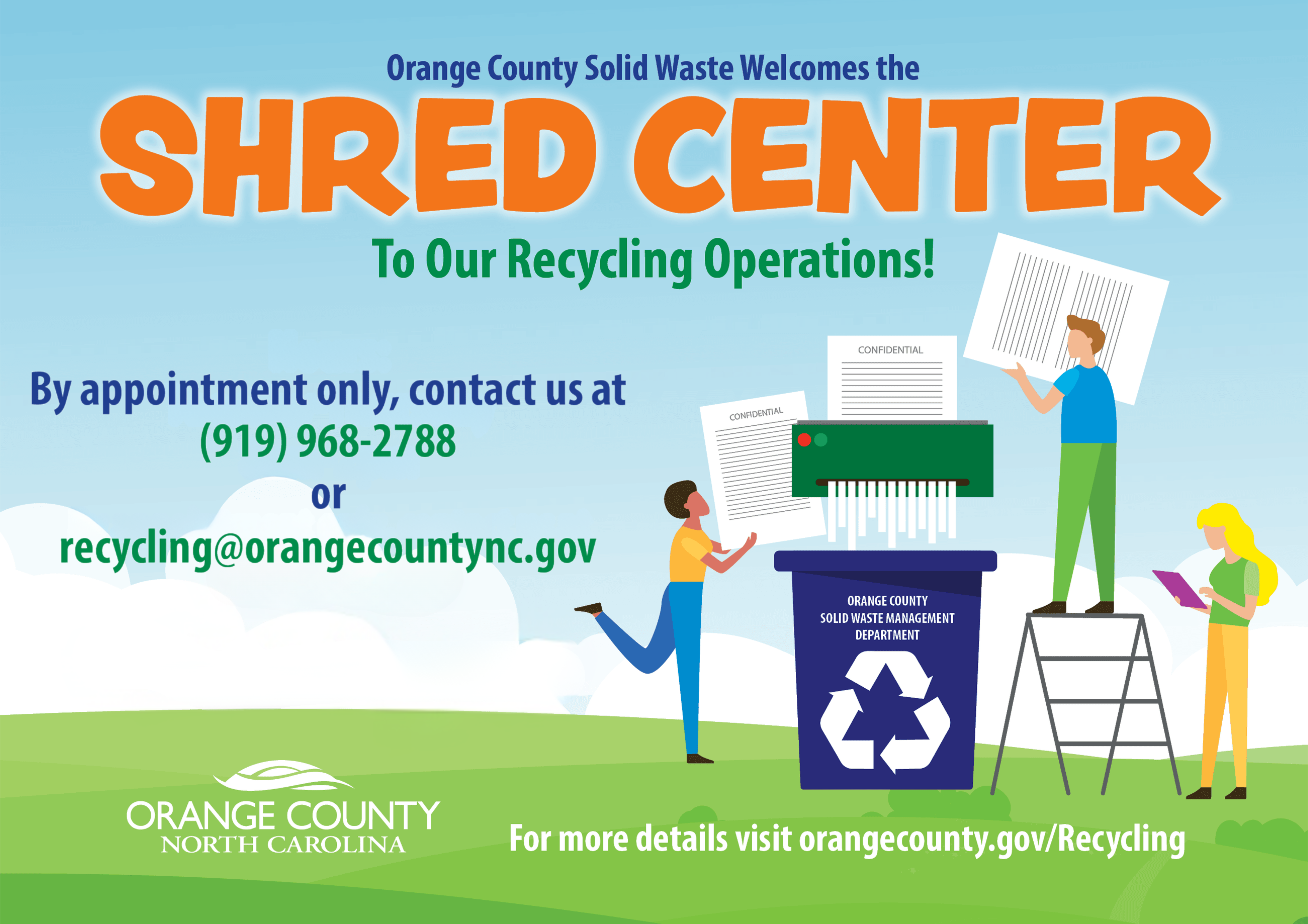 Shred Center advertisement, shredding services available by appointment only.