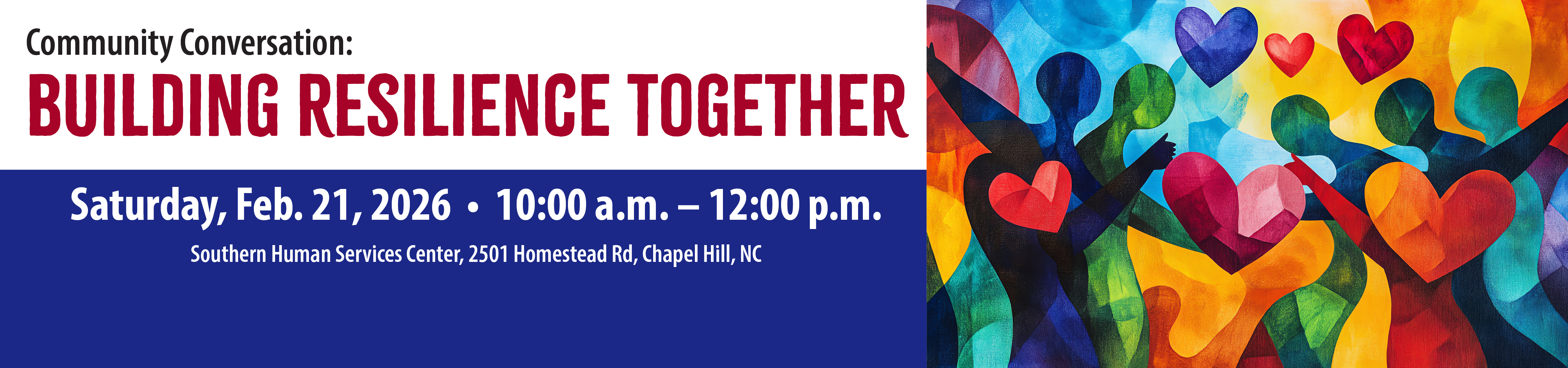 Web banner for the Community Conversation: Building Resilience Together, hosted by the Orange County
