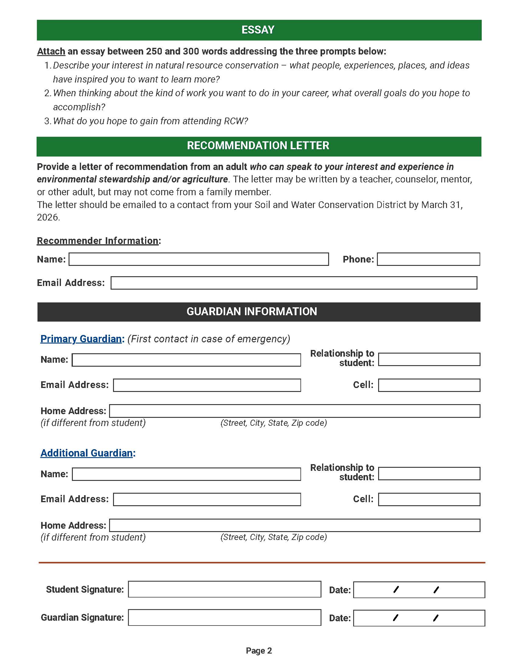 2026 Resource Conservation Workshop Application